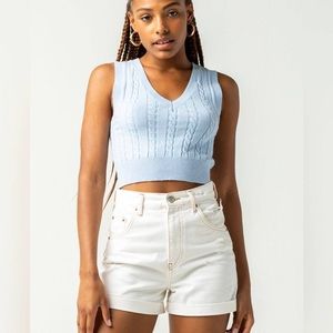 BDG White denim shorts